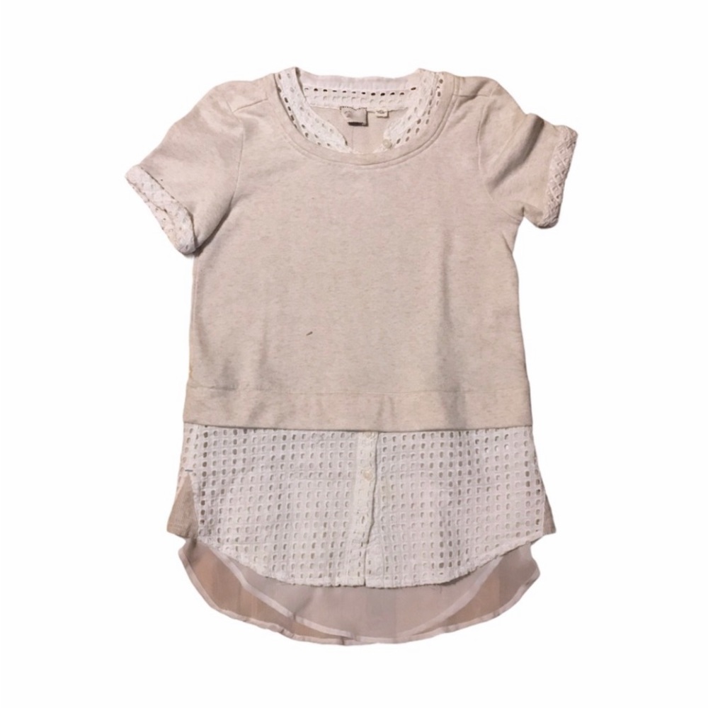 ANTHRO SHORT SLEEVE LACE BLOUSE SIZE SMALL